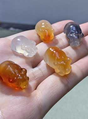 天然冰透玉髓牛项坠男女款饰品项链绳 牛气冲气牛牛玛瑙玉牛饰品