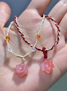 枫叶手链玛瑙绯红男女