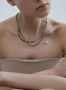 KITSH双层天然石珍珠项链女小众ins新中式气质高级感时尚锁骨链