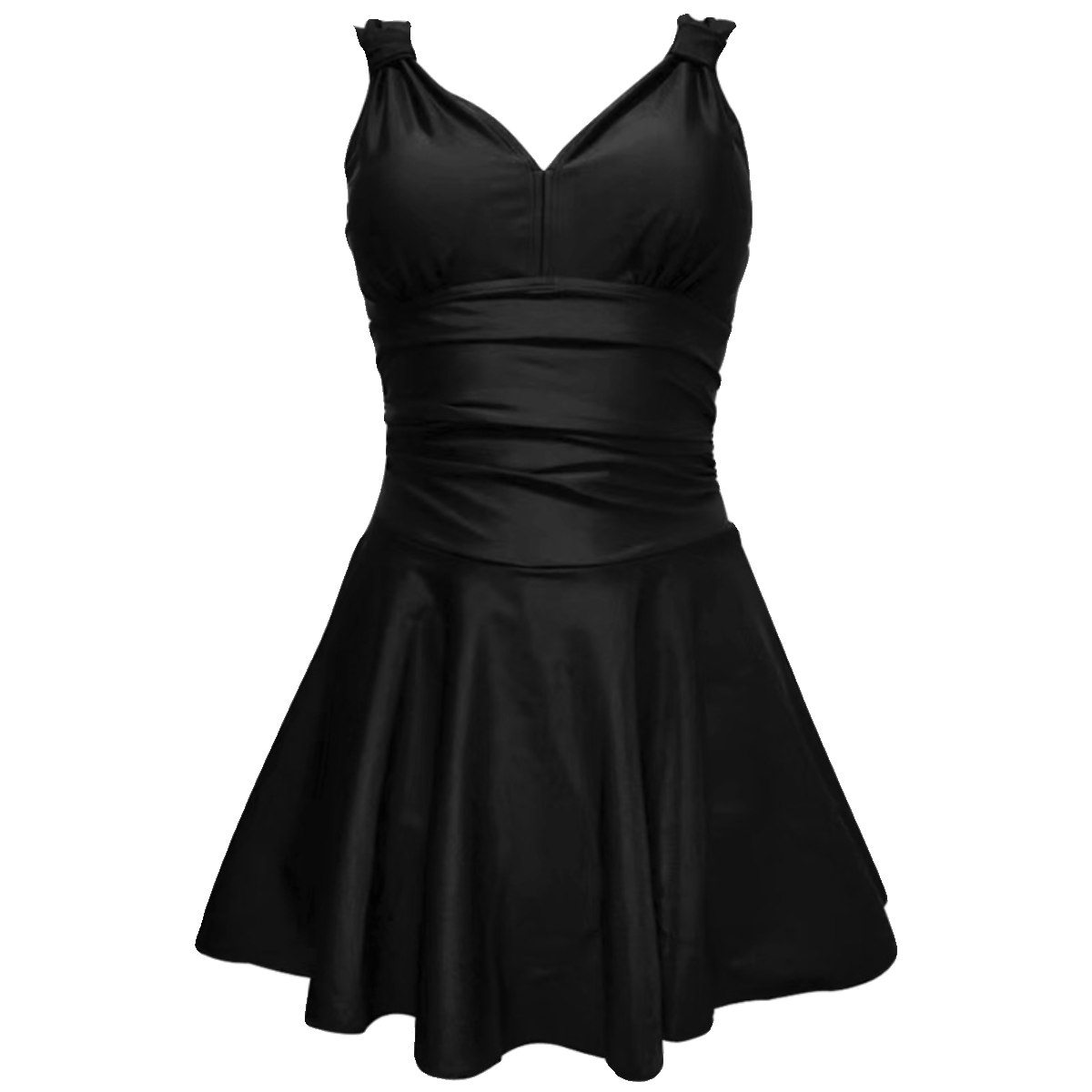 2024新款欧美泳衣大码胖mm遮肉连体200斤裙式平角裤黑色泡温泉V领,淘宝优惠券,粉丝福利购,淘宝优惠卷