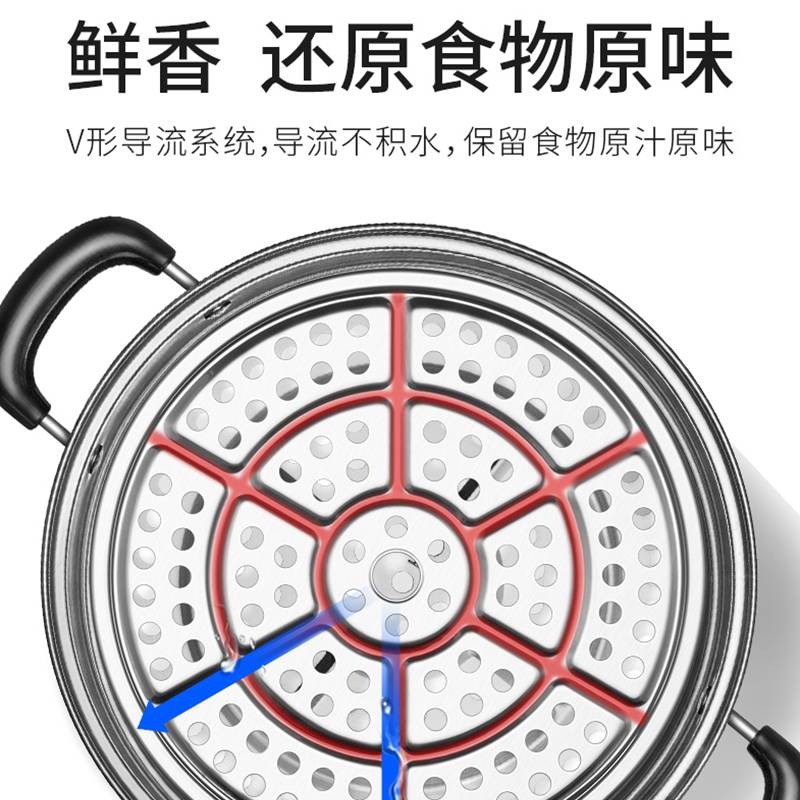 苏泊尔蒸锅家用304不锈钢加厚小大容量三双层26/28电磁炉燃气通用