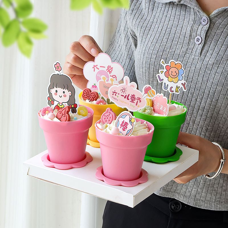 70ml盆栽慕斯杯蛋糕杯一次性慕斯蛋糕杯防尘高脚甜品点心展示架 - 图0