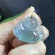 Jade A grade high ice seeded blue steel smiling Buddha female style jade pendant 0308