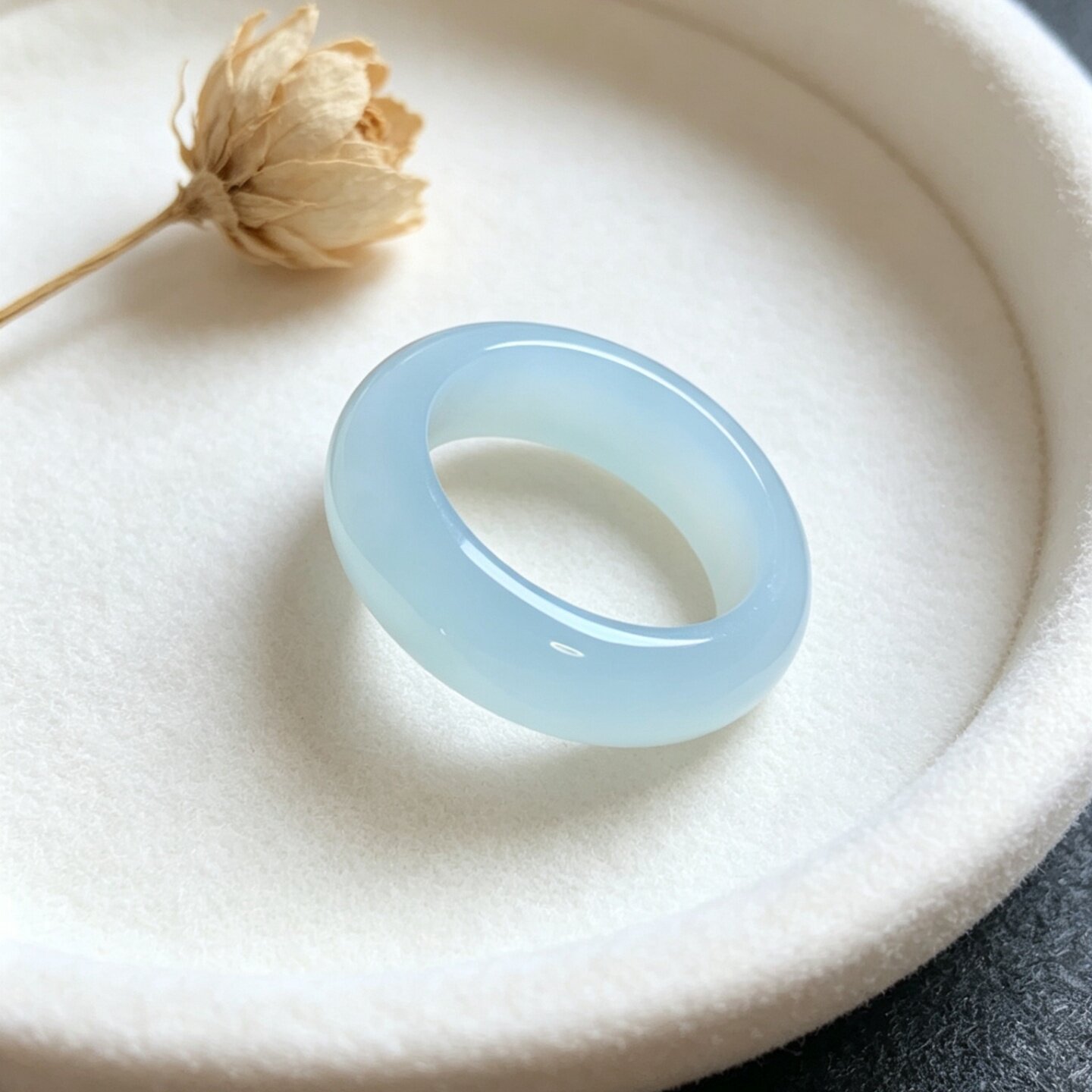 Burmese jade A-grade ice-seed wide version women’s ring