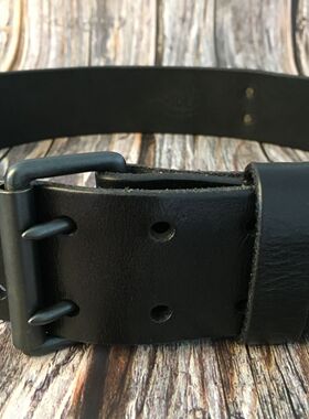 双针扣男士真皮牛仔裤带皮带男铜扣纯牛皮腰带复古小众潮 宽4.6cm