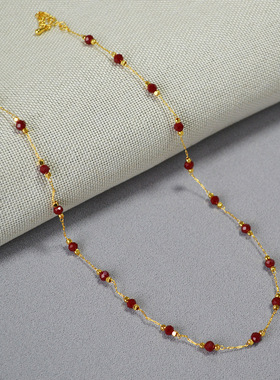 小众简约项链锁骨链黄铜镀金女