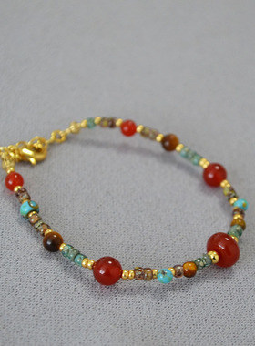 敦煌风红玛瑙串珠新中式手链女