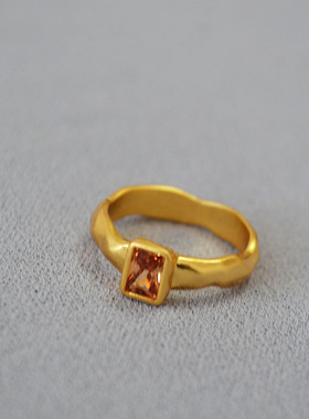 小众复古简约戒指手工感捶打雕刻