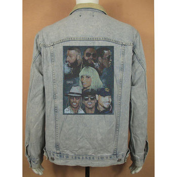 Denim Jacket Jacket ຜູ້ຊາຍອາເມລິກາ Hip-Hop Retro 689 ພິມ Trendy Cotton Loose 7085**34