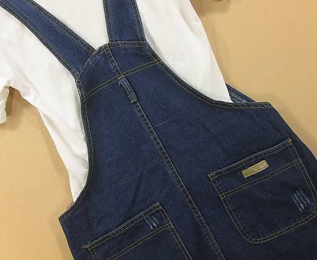 Korean style slim denim suspender skirt for students