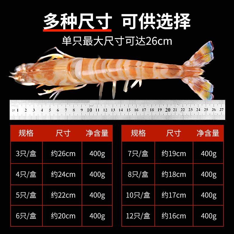 鲜有汇聚竹节虾海鲜九节虾斑节虾基围虾特大虾鲜活速冻水产海虾 - 图1