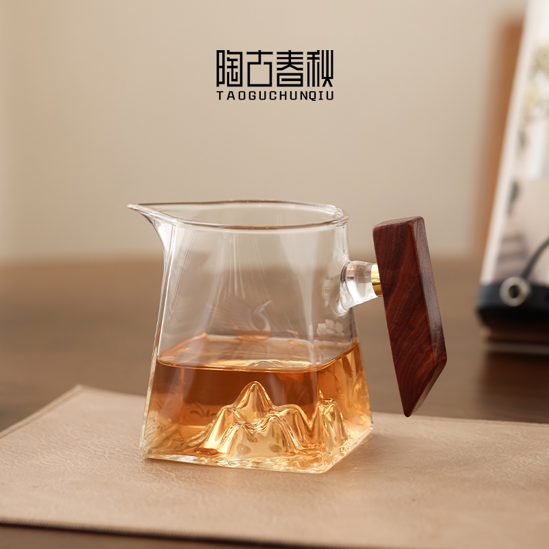 高档玻璃公道杯茶漏套装耐热高硼硅防烫功夫茶具公杯茶海茶叶过滤-图2