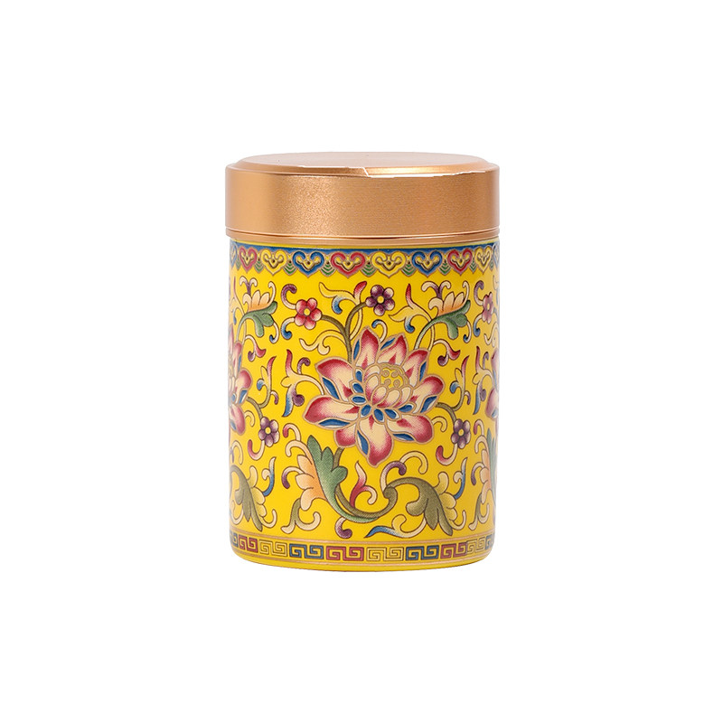 珐琅彩陶瓷小号茶叶罐锡盖茶缸随身旅行便携密封储物罐家用香薰罐,淘宝优惠券,粉丝福利购,淘宝优惠卷
