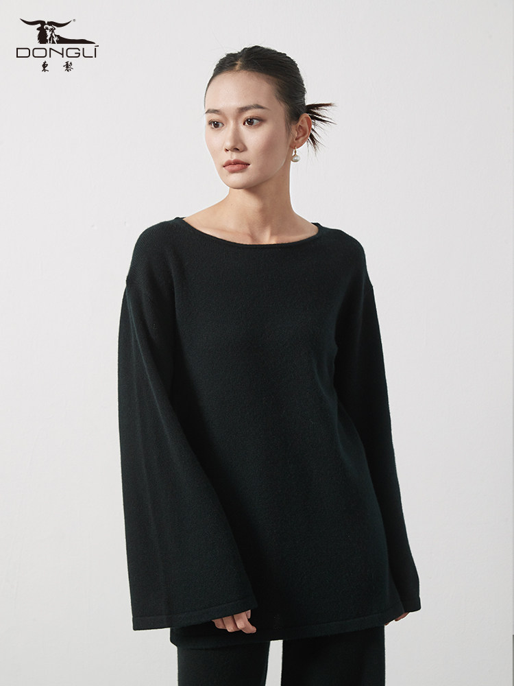 东黎山羊绒春秋纯绒女士针织宽松侧开叉喇叭袖羊绒衫,淘宝优惠券,粉丝福利购,淘宝优惠卷