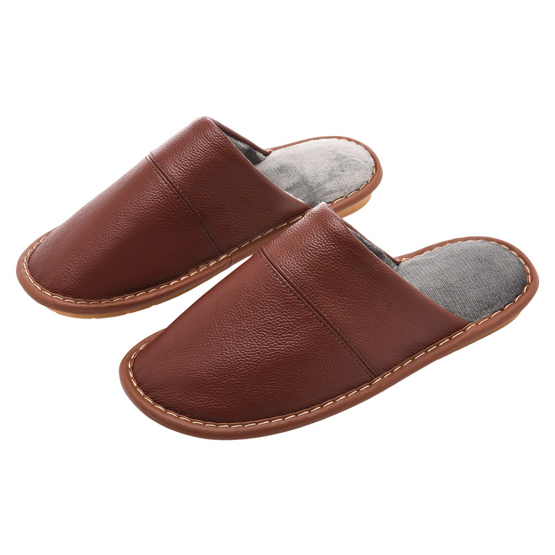 海宁真皮拖鞋居家室内女厚底防水防滑保暖家用牛皮面棉拖鞋冬季男,淘宝优惠券,粉丝福利购,淘宝优惠卷