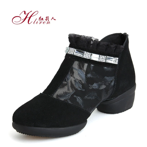 红莉人 Летние туфли, современная танцующая сетчатая обувь, из натуральной кожи, мягкая подошва