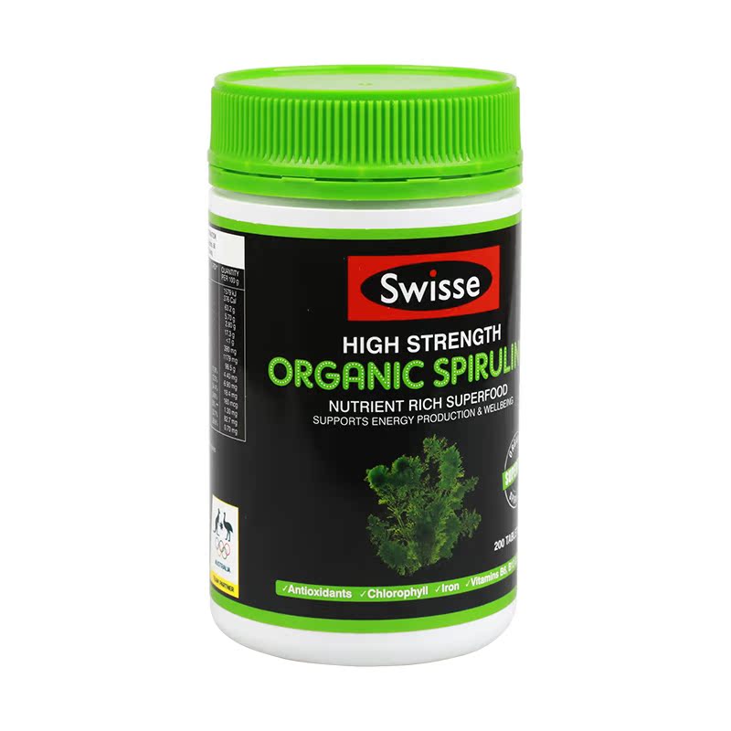 稀品海外旗舰店临期Swisse有机天然高浓度螺旋藻膳食纤维提高免疫200片20.8到期2