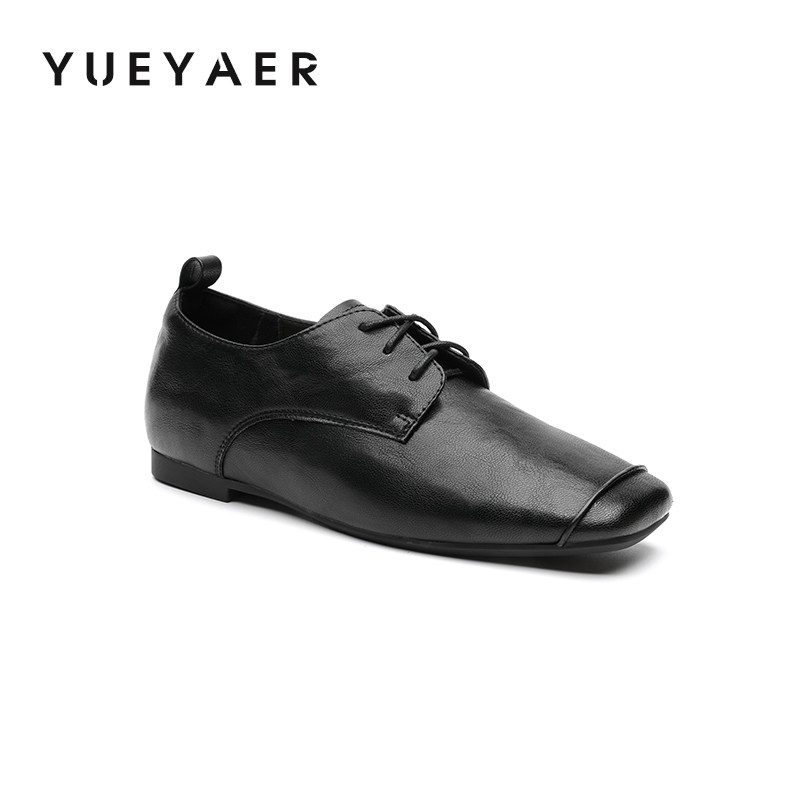 月芽儿2025新款学院风方头系带深口单鞋女粗跟平底时尚百搭小皮鞋,淘宝优惠券,粉丝福利购,淘宝优惠卷