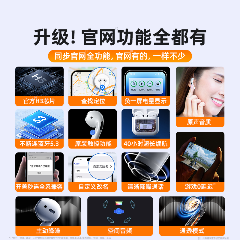 蓝牙耳机2024新款无线适用苹果高音质华强北官方正品iPhone15原装 - 图1