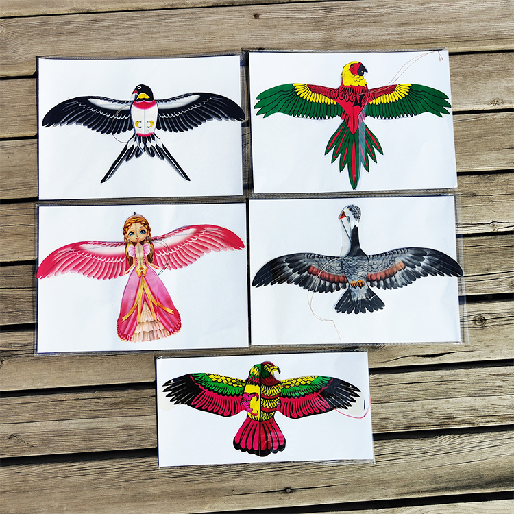 新款钓鱼竿动态风筝卡通老鹰燕子蝴蝶鹦鹉儿童手持3D仿真翅膀抖动 - 图0