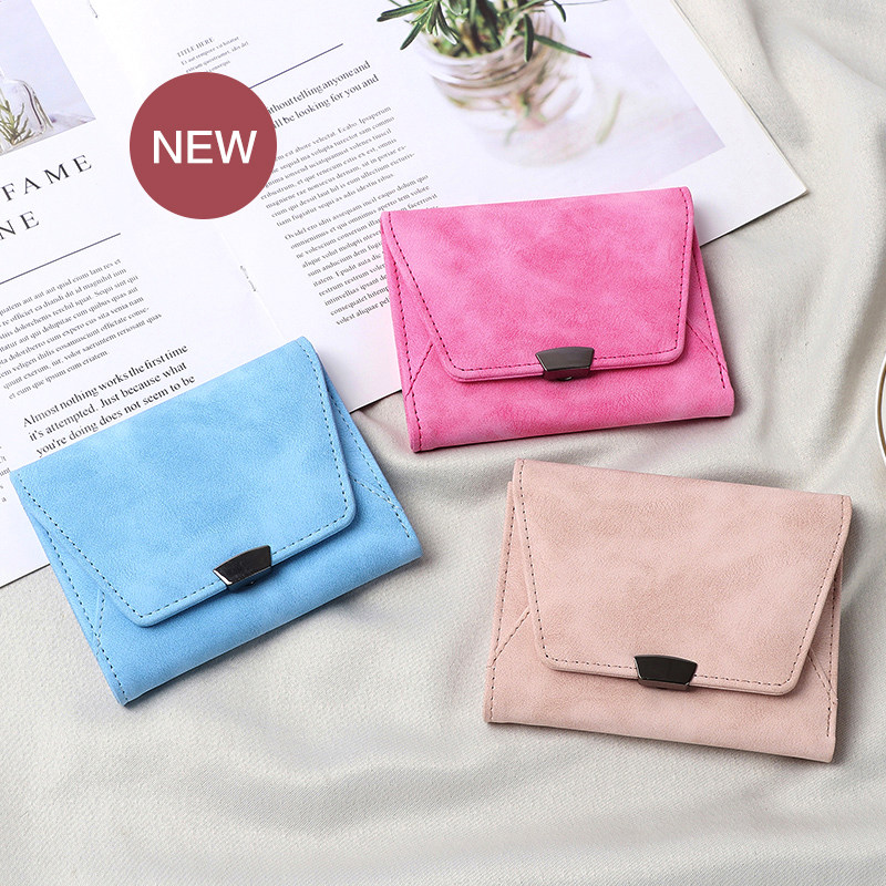 短款女简约磨砂新款ins潮小钱包 普奇箱包钱包