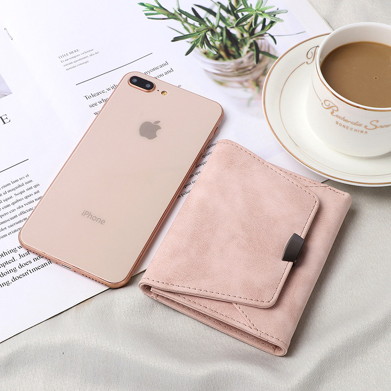 短款女简约磨砂新款ins潮小钱包 普奇箱包钱包