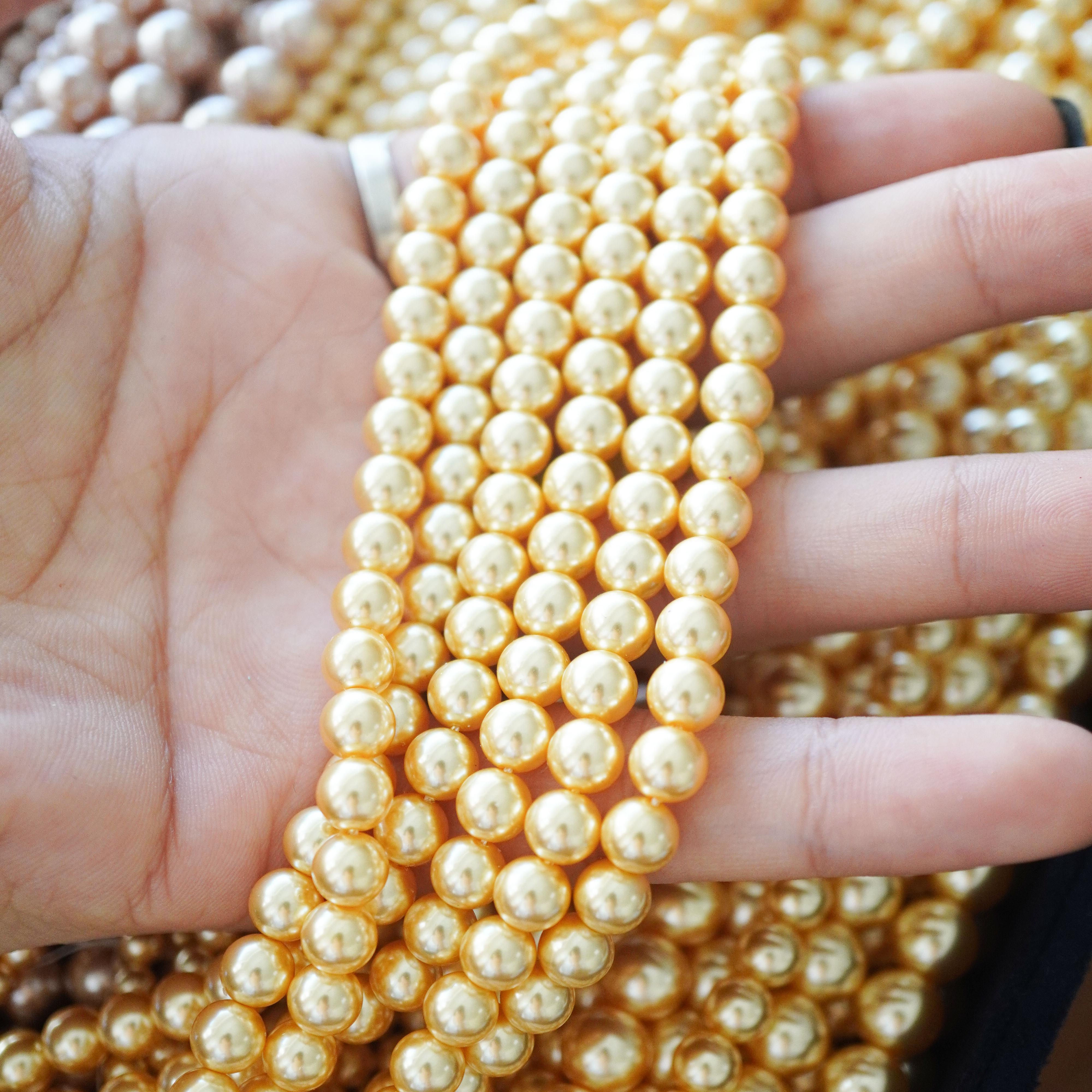 金秋氛围感珍珠！金色玫瑰金施家平替5810高亮不掉皮串珠法绣散珠 - 图3