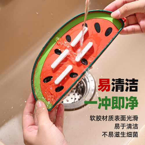 西瓜多功能锅盖垫台面免打孔硅胶沥水垫厨房灶台防滑锅铲置物架 - 图3