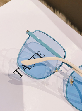 韩版INS网红湖蓝色女绿色眼镜