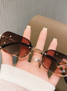 2021新款无框太阳镜女韩版潮欧美小脸小框茶色防紫外线开车墨镜男