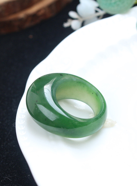 男女款和田玉碧玉大馒头戒指