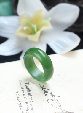 简约时尚和田玉碧玉无矿点戒指