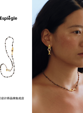 Dare买手店 espiegle 三文鱼宝石绳编织项链女时尚个性高级感首饰