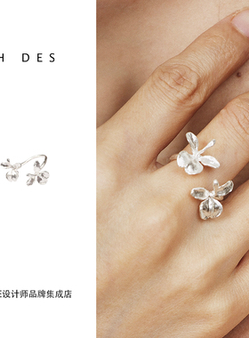 hdes姜花系列开口戒指925纯银