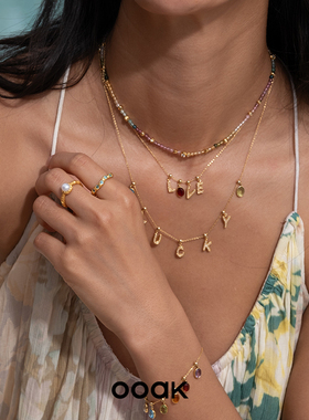 董洁推荐 ooak 正品 流金字母组合项链水晶925银欧美饰品首饰度假