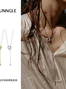Dare买手店JUUNNGLE洲谷鎏沙圆环项链抽拉可调节小众原创设计轻奢
