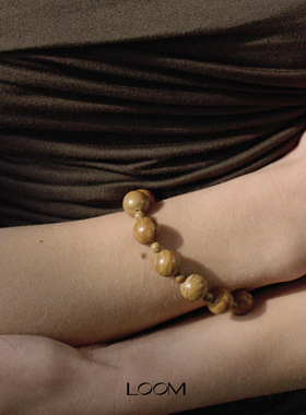 Dare买手店 LOOM 正品 原点回响串珠手链棕色天然木纹石轻奢925银