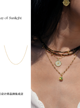 Dare买手店 A ray of sunlight可拆卸吊坠项链复古金色叠戴组合链