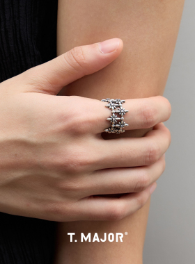 Dare买手店 T.MAJOR 星海叠影开口戒925银复古原创设计饰品首饰女