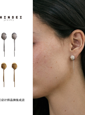 Dare买手店 森製SHINSEI奶油贝壳流苏耳钉精致小巧通勤925银耳环