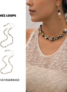 CHEZ LOOPS 林息之岛浅绿天然石长链原创设计复古度假饰品首饰女