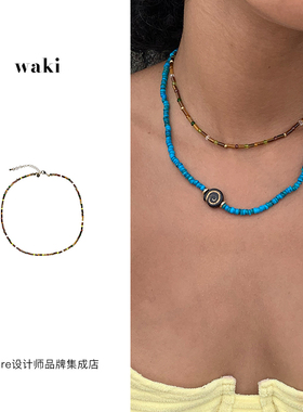 waki欧胡岛快线项链细串珠锁骨链