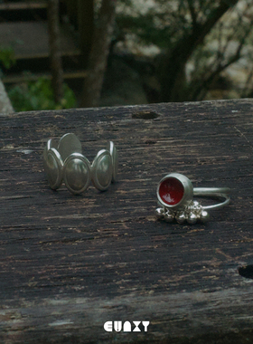 Dare买手店 Eunxy 鹅卵石戒指原创设计复古饰品首饰度假风925银