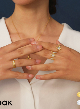 Dare买手店 ooak 白日烟花雨雕金开口戒原创设计小众饰品925银女