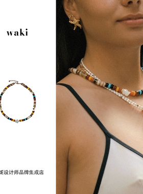 waki串珠热情地中海项链锁骨链
