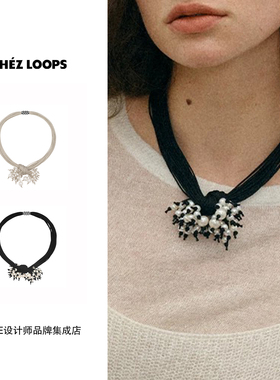 CHEZ LOOPS 烁夜珍珠领结烟花项链小众高级原创设计首饰百搭气质