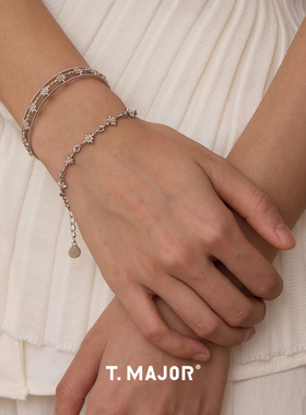 Dare买手店 T.MAJOR 星耀双色金色缠绕边手镯925银原创设计首饰女