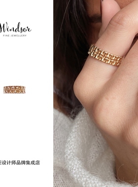 LHwindsor温莎 竹篱戒指金色欧美复古高级饰品首饰小众原创设计女