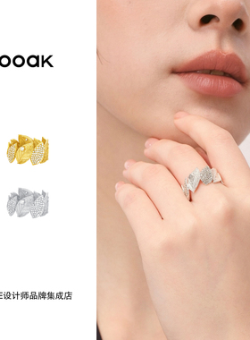 Dare买手店 ooak 正品 满圈月桂叶闪耀戒指金色复古原创首饰高级