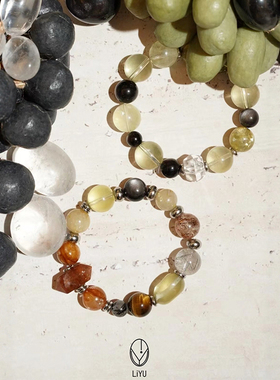 Dare买手店 粒予LIYU 浩瀚水晶手串黑发晶虎眼石串珠度假好运富贵